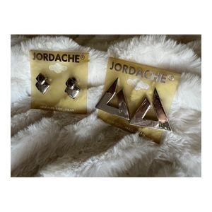 Vintage 1980’s Jordache Earrings NOS Set of Two / Silver Tone Costume Pieces